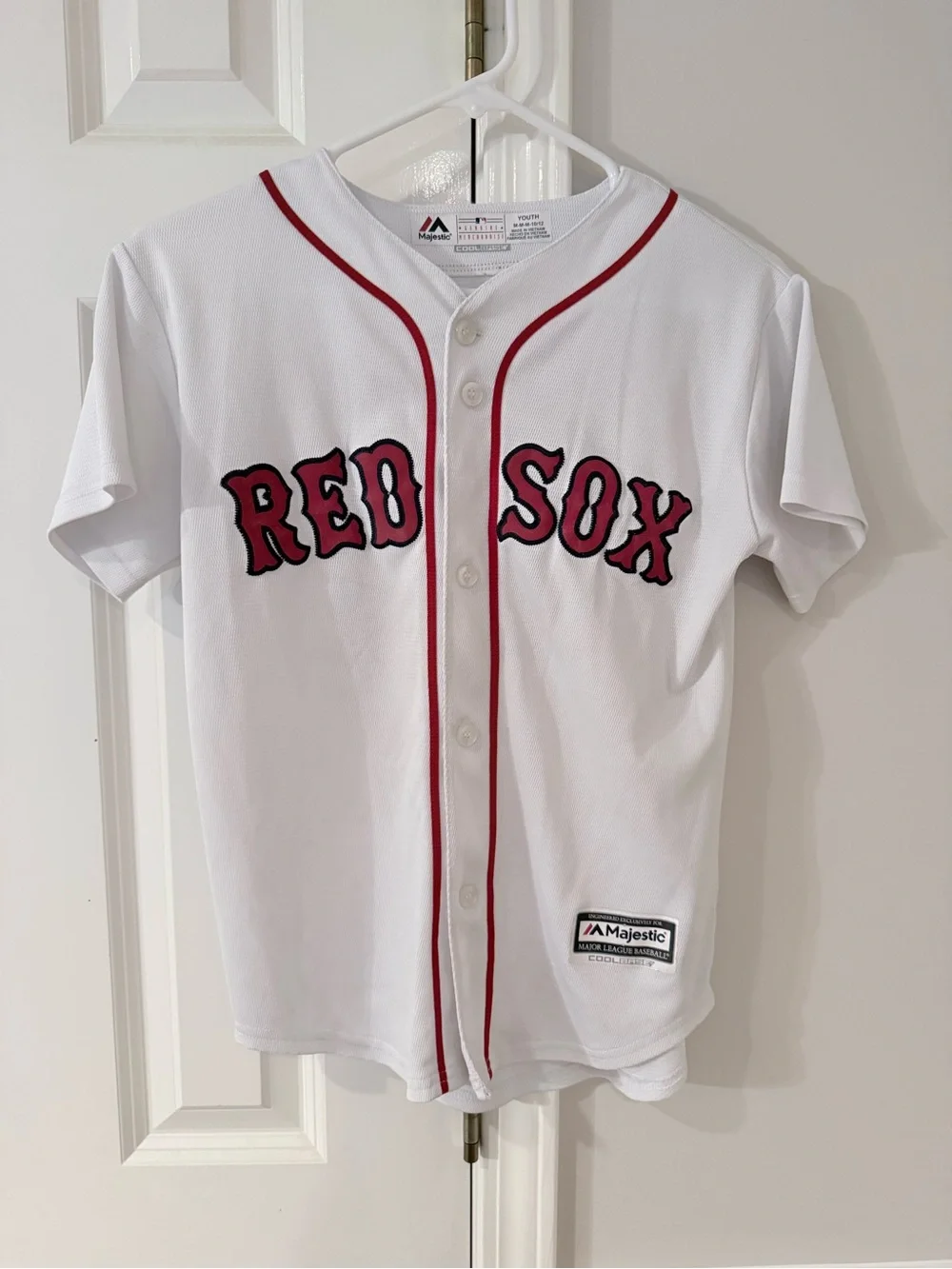 Majestic Kids White Red Boston Red Sox Button-Front Jersey